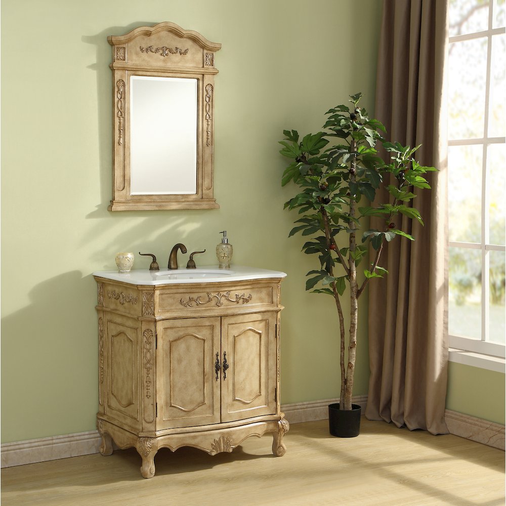 32 inch Single Bathroom vanity in Antique Beige