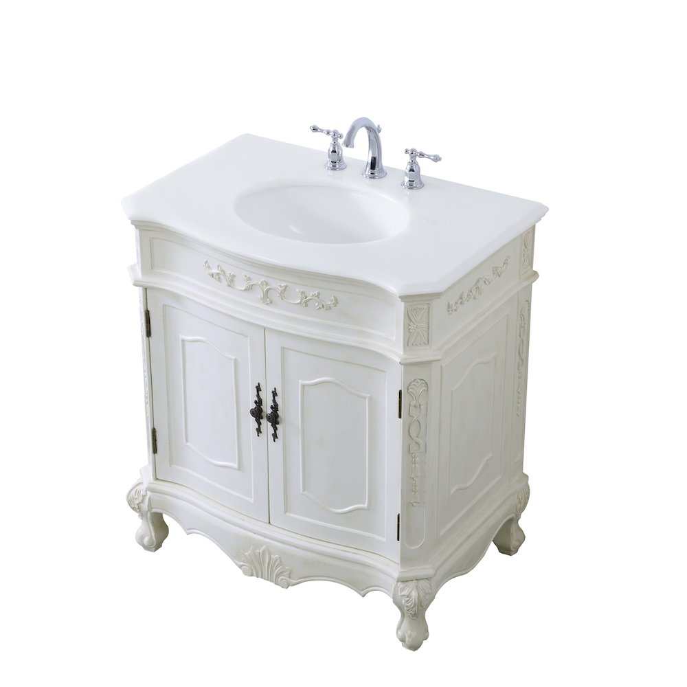 32 inch Single Bathroom vanity in antique white