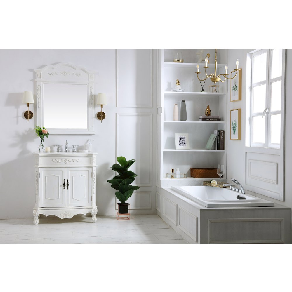32 inch Single Bathroom vanity in antique white