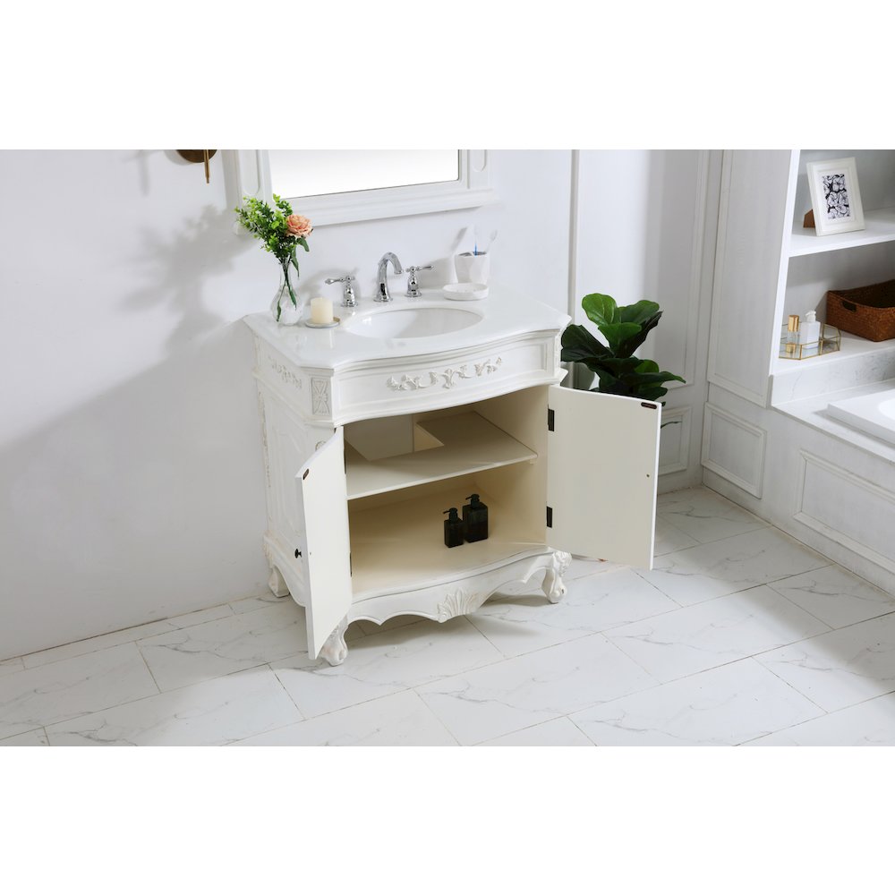 32 inch Single Bathroom vanity in antique white