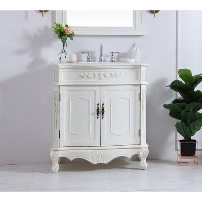 32 inch Single Bathroom vanity in antique white