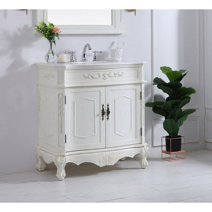 32 inch Single Bathroom vanity in antique white