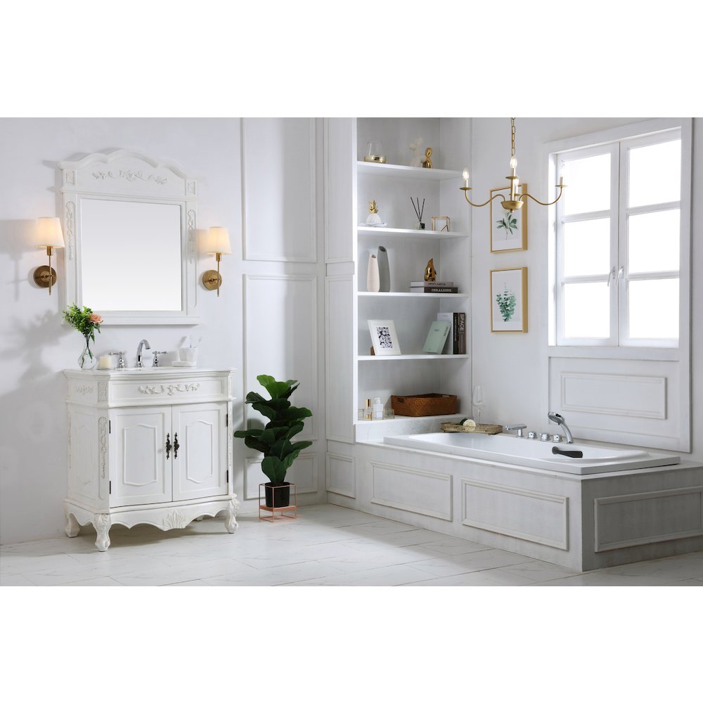 32 inch Single Bathroom vanity in antique white