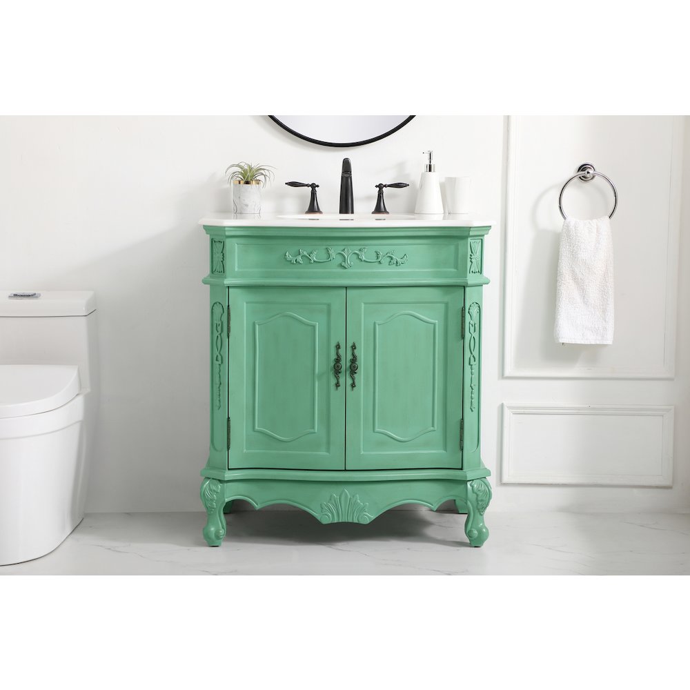 32 inch Single Bathroom vanity in vintage mint