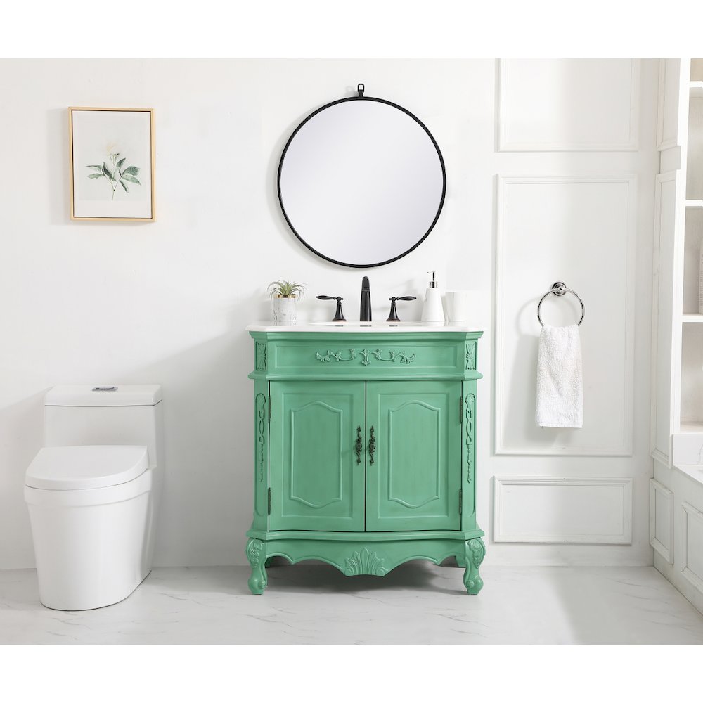 32 inch Single Bathroom vanity in vintage mint