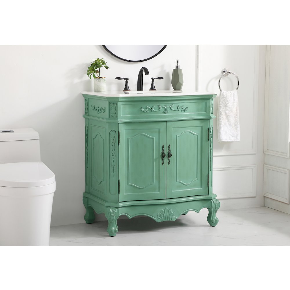 32 inch Single Bathroom vanity in vintage mint