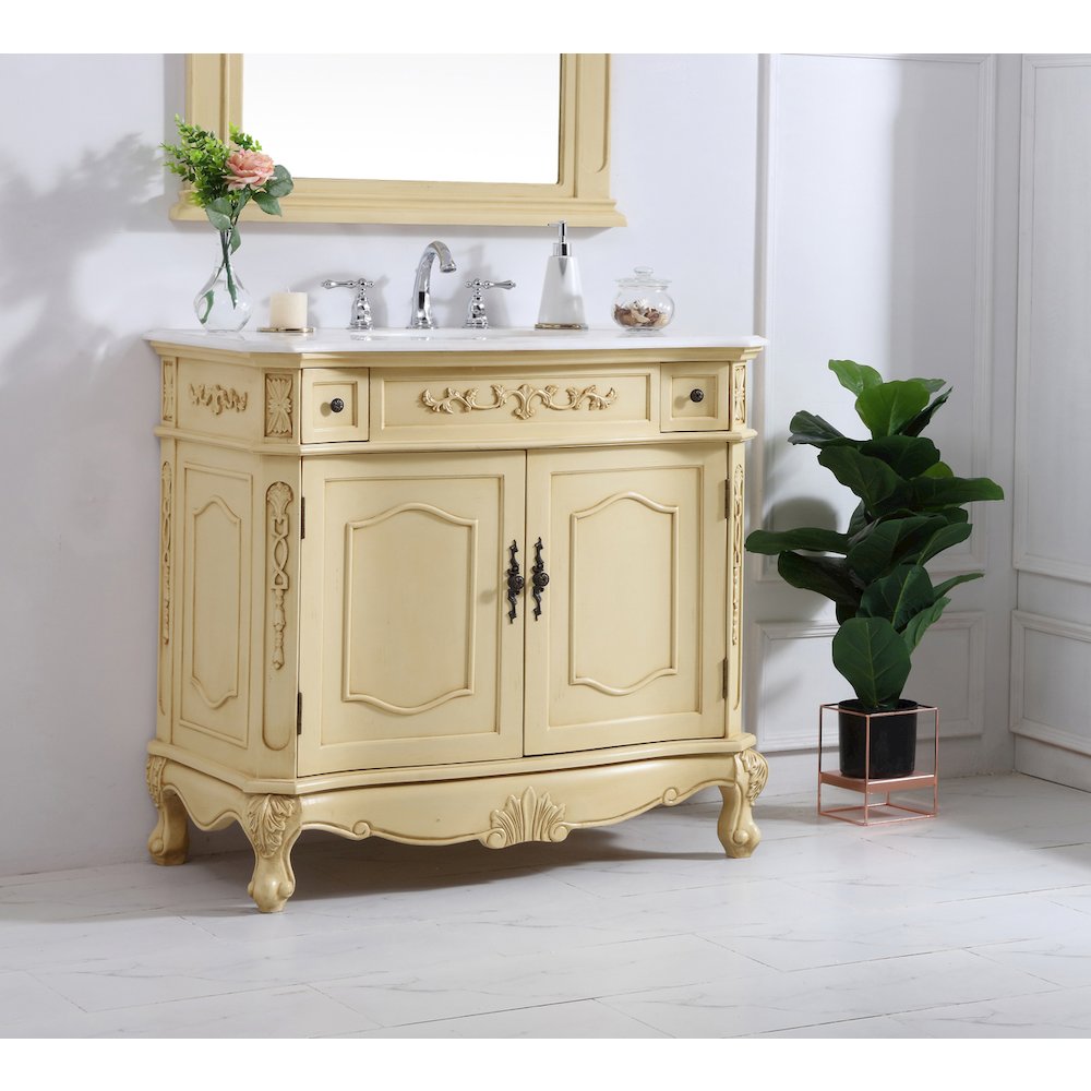 36 inch Single Bathroom vanity in light antique beige