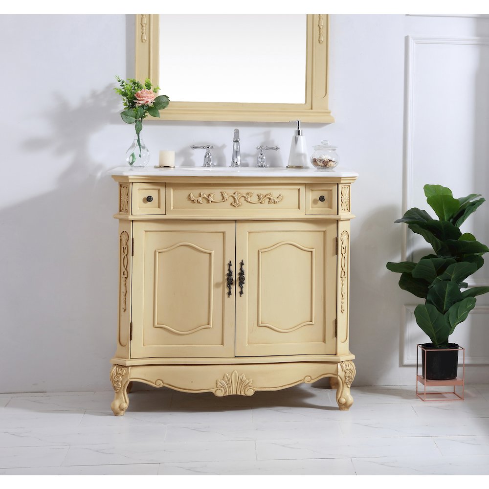 36 inch Single Bathroom vanity in light antique beige