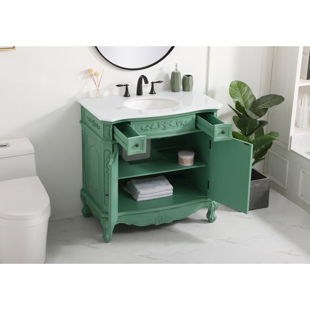 36 inch Single Bathroom vanity in vintage mint
