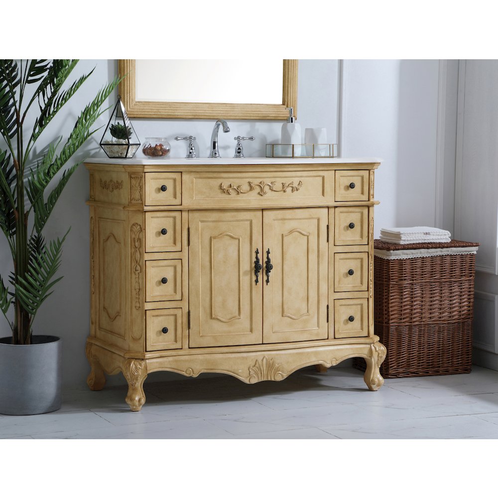 42 inch Single Bathroom vanity in Light Antique Beige