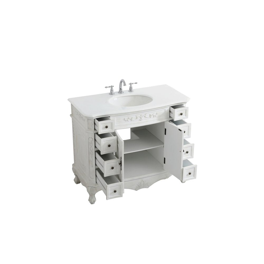 42 inch Single Bathroom vanity in Antique White