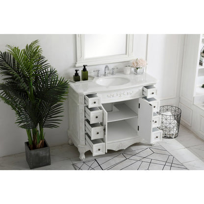 42 inch Single Bathroom vanity in Antique White