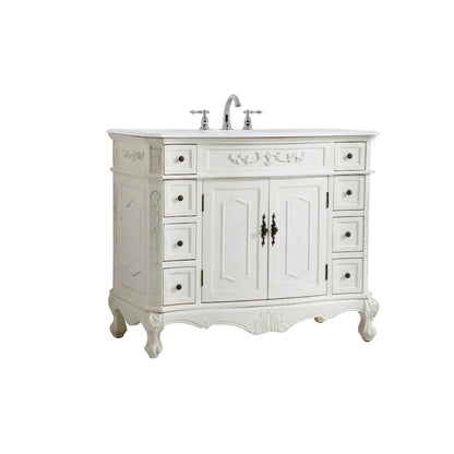 42 inch Single Bathroom vanity in Antique White