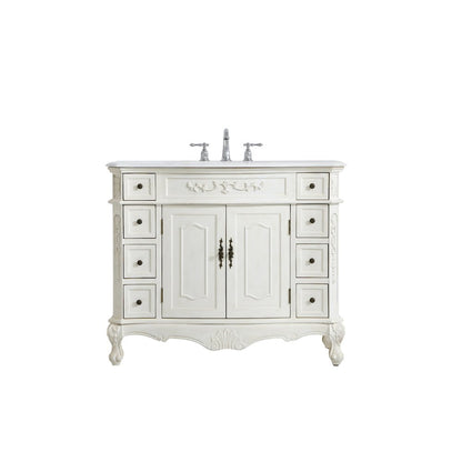 42 inch Single Bathroom vanity in Antique White