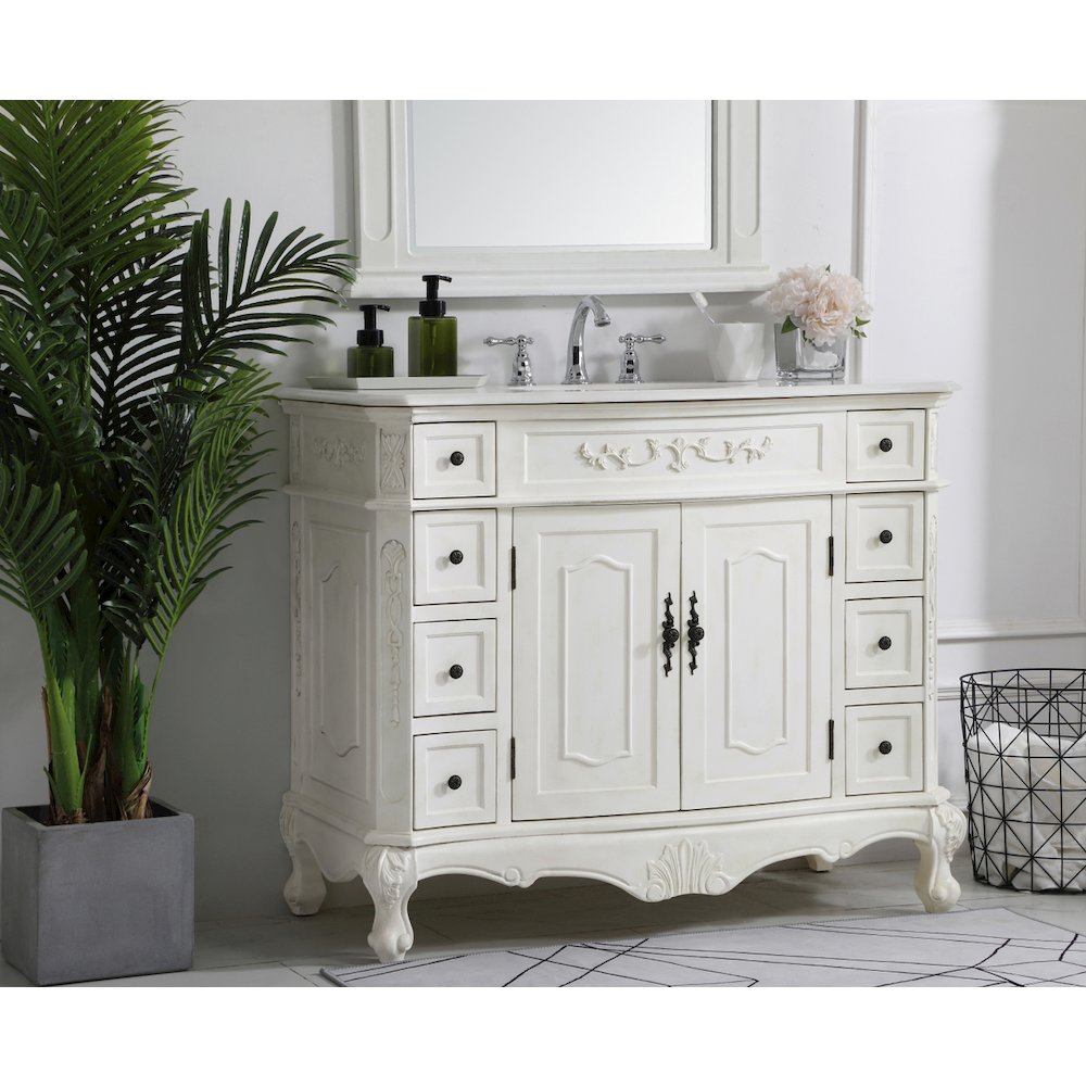42 inch Single Bathroom vanity in Antique White