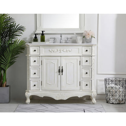 42 inch Single Bathroom vanity in Antique White