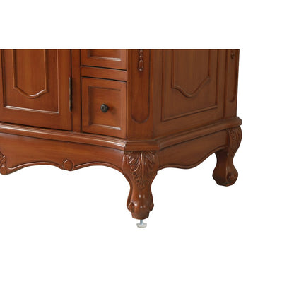 42 inch Single Bathroom vanity in Teak with ivory white engineered marble