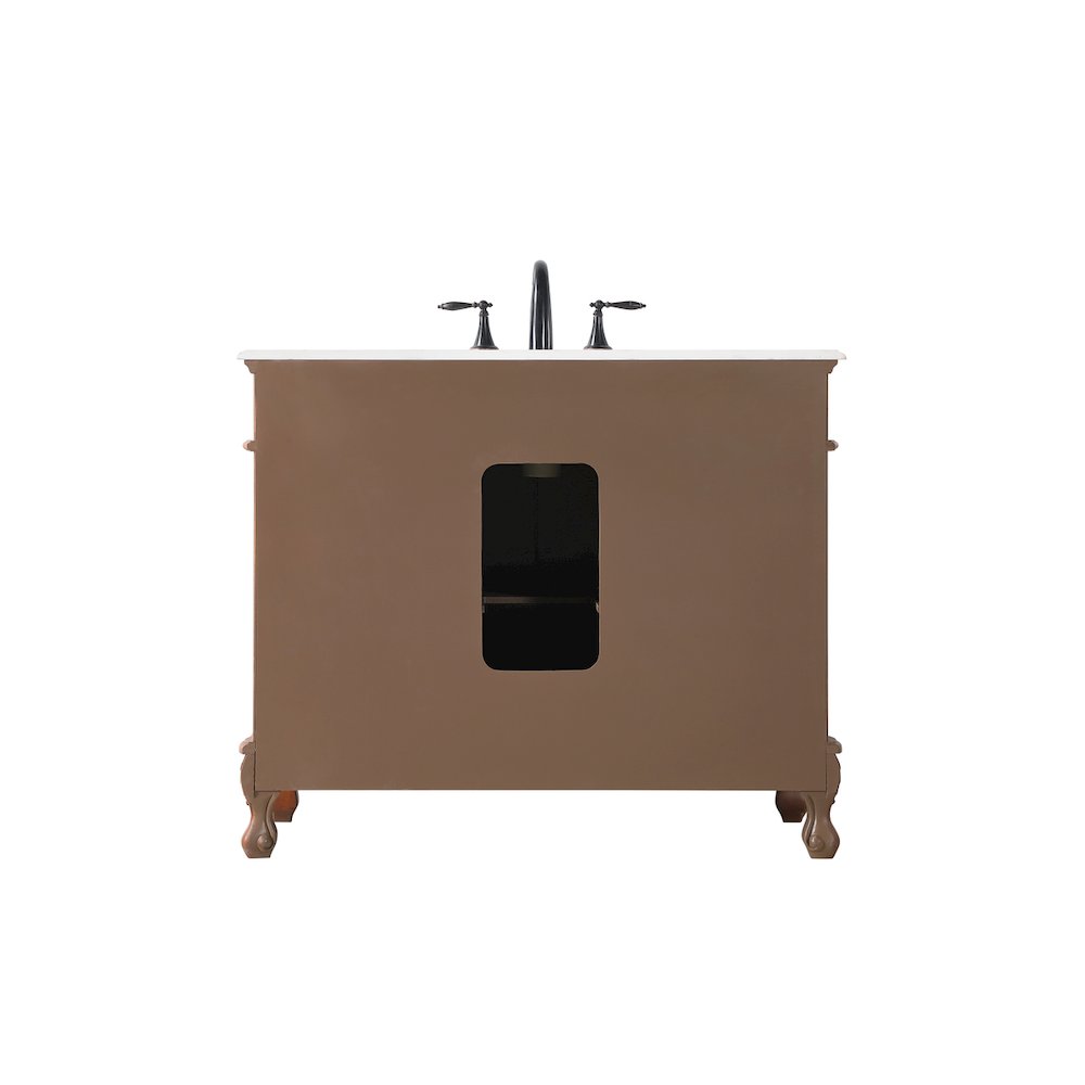 42 inch Single Bathroom vanity in Teak with ivory white engineered marble