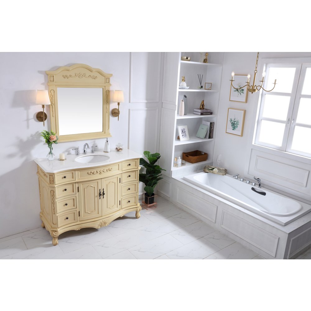 48 inch Single Bathroom vanity in light antique beige