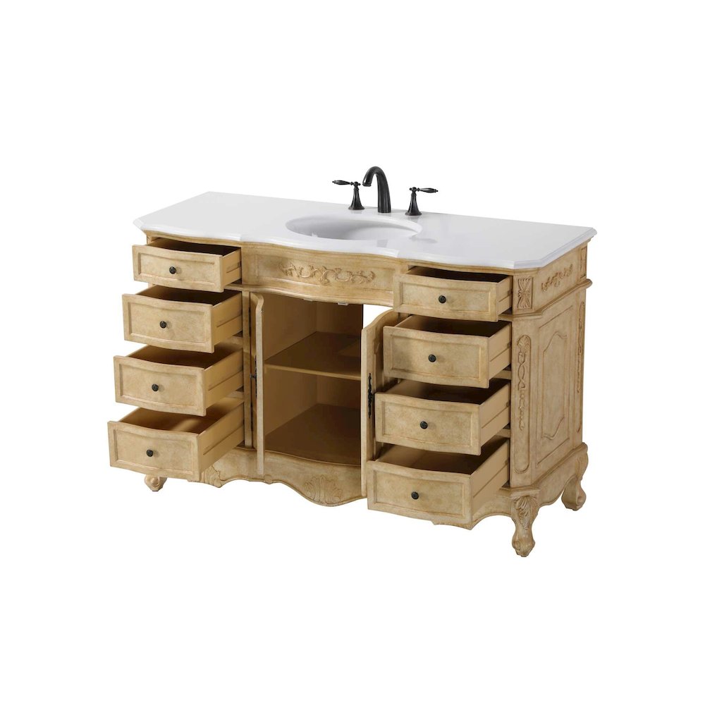 54 inch Single Bathroom Vanity in Antique Beige