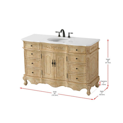 54 inch Single Bathroom Vanity in Antique Beige