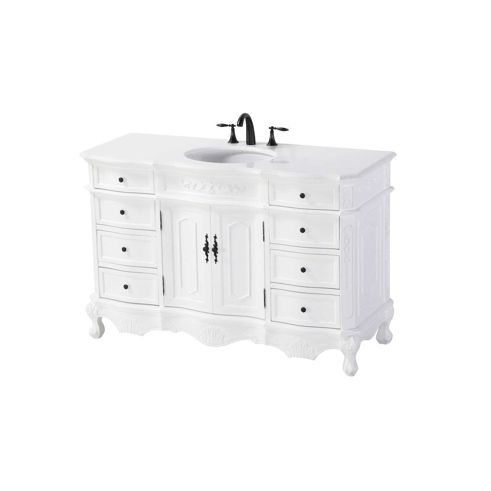 54 inch Single Bathroom Vanity in Antique white