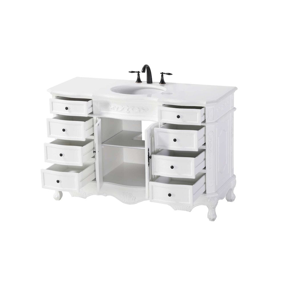 54 inch Single Bathroom Vanity in Antique white