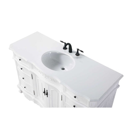 54 inch Single Bathroom Vanity in Antique white