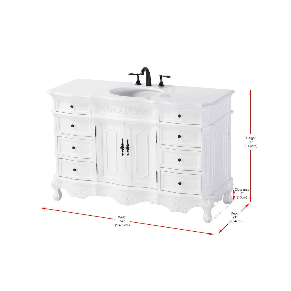 54 inch Single Bathroom Vanity in Antique white