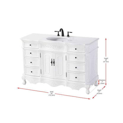 54 inch Single Bathroom Vanity in Antique white