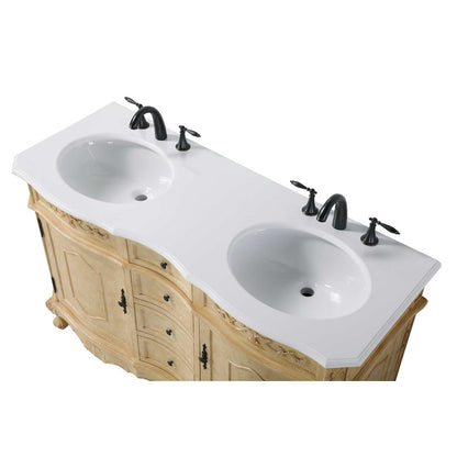 54 inch Double Bathroom Vanity in Antique Beige