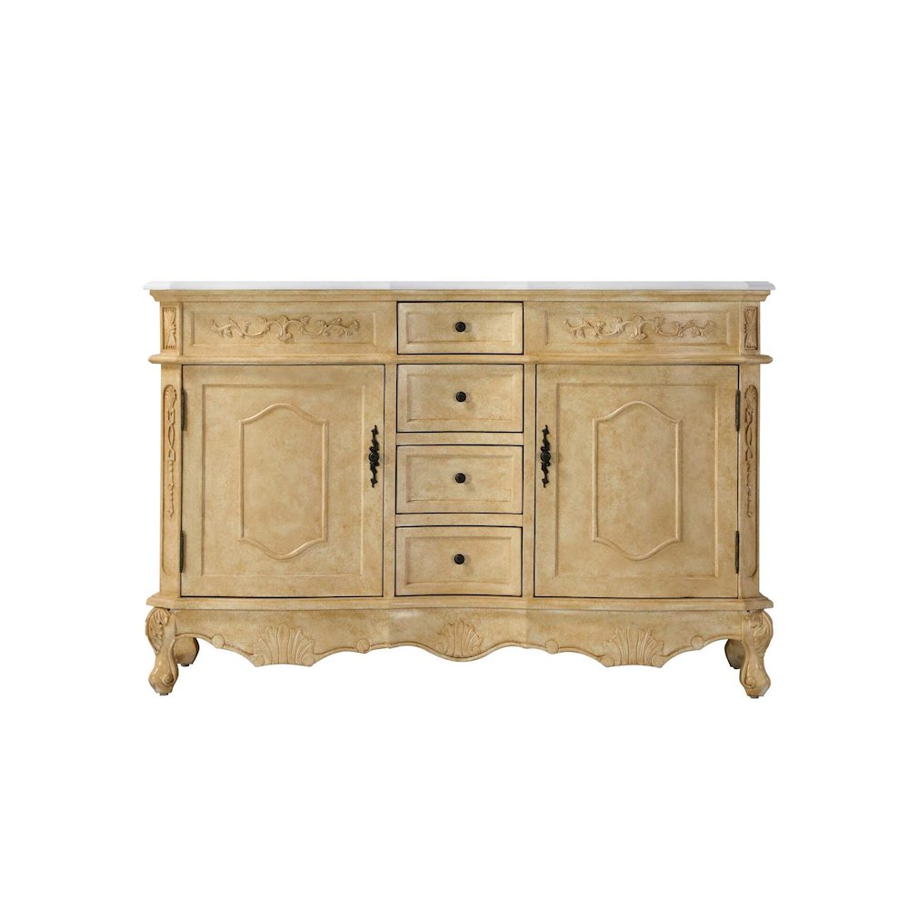 54 inch Double Bathroom Vanity in Antique Beige