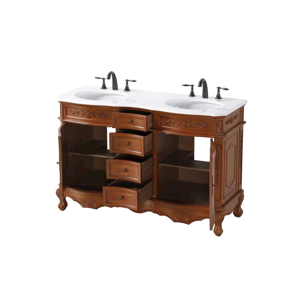 54 inch Double Bathroom Vanity in Teak
