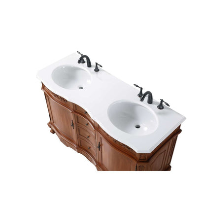 54 inch Double Bathroom Vanity in Teak