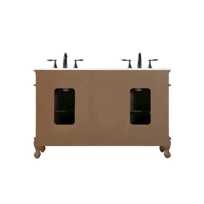 54 inch Double Bathroom Vanity in Teak