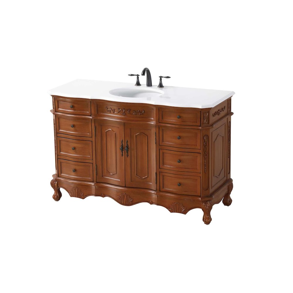 54 inch Single Bathroom Vanity in Teak