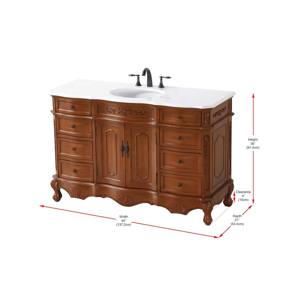 54 inch Single Bathroom Vanity in Teak