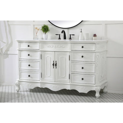 60 inch Single Bathroom vanity in antique white