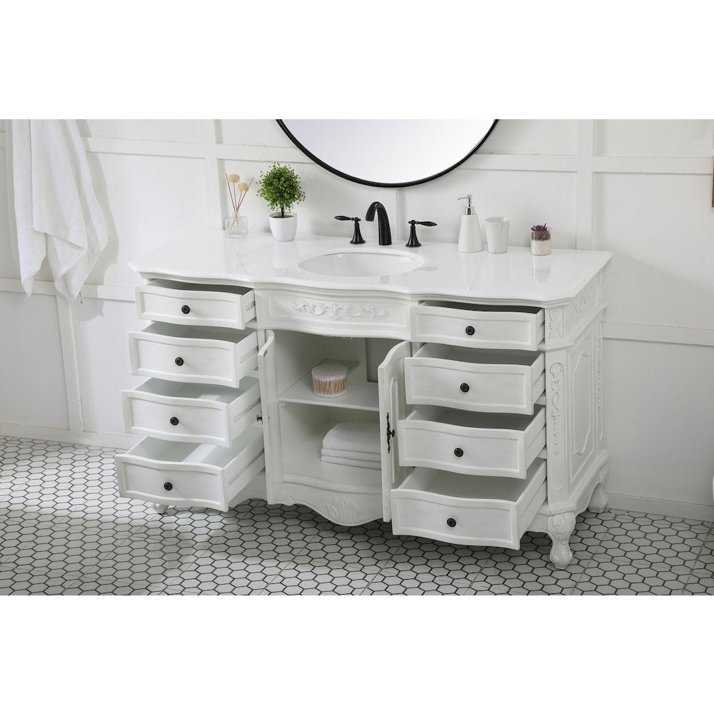 60 inch Single Bathroom vanity in antique white