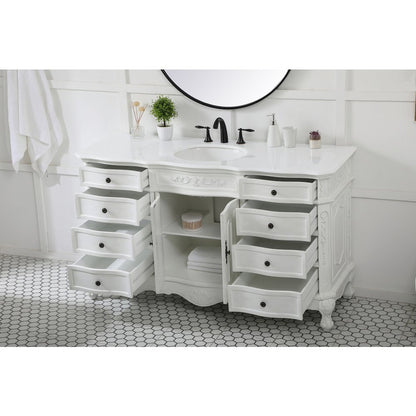 60 inch Single Bathroom vanity in antique white