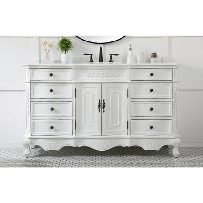 60 inch Single Bathroom vanity in antique white