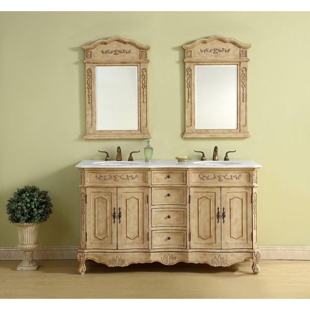 60 inch Double Bathroom vanity in Antique Beige