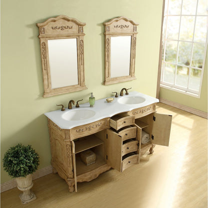 60 inch Double Bathroom vanity in Antique Beige