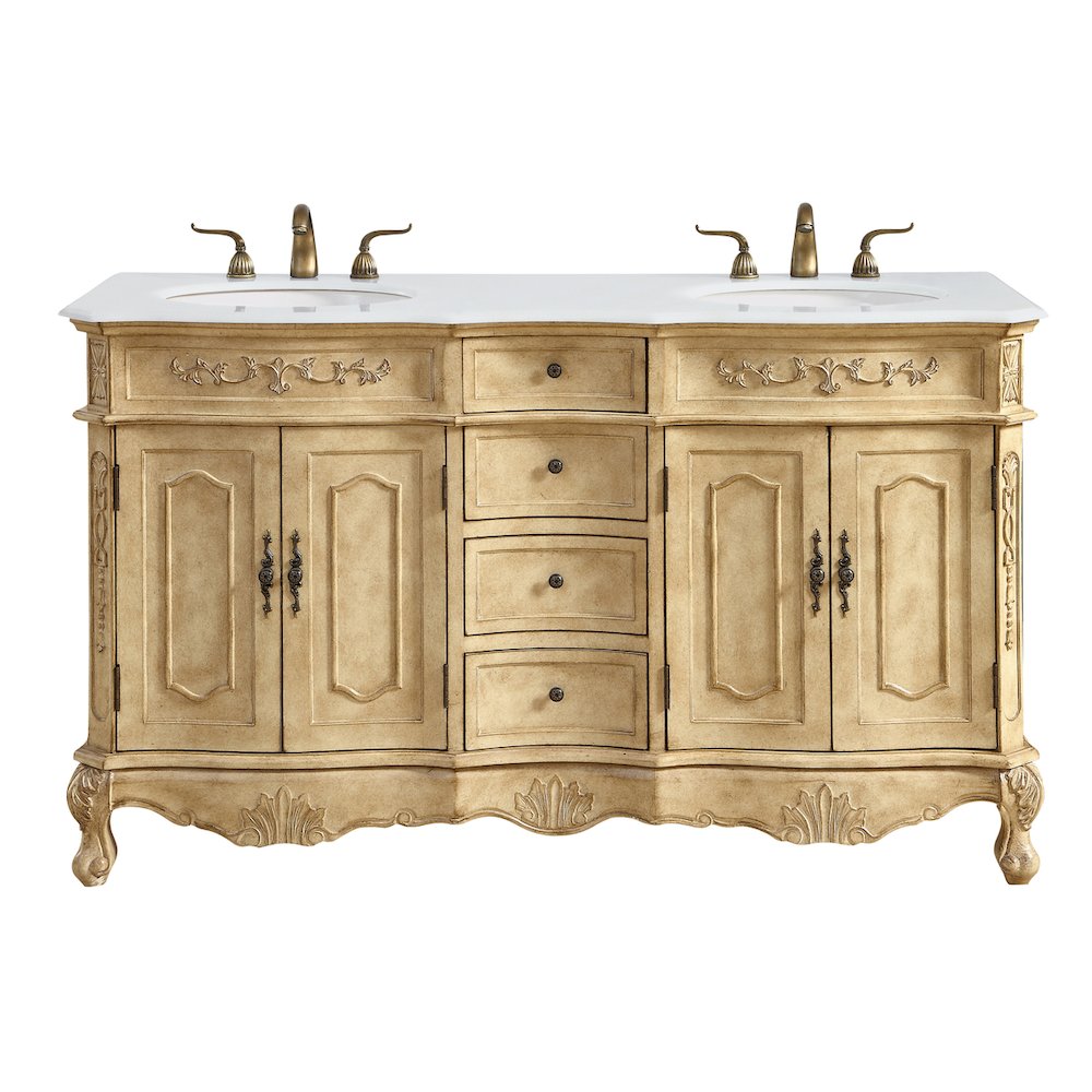60 inch Double Bathroom vanity in Antique Beige