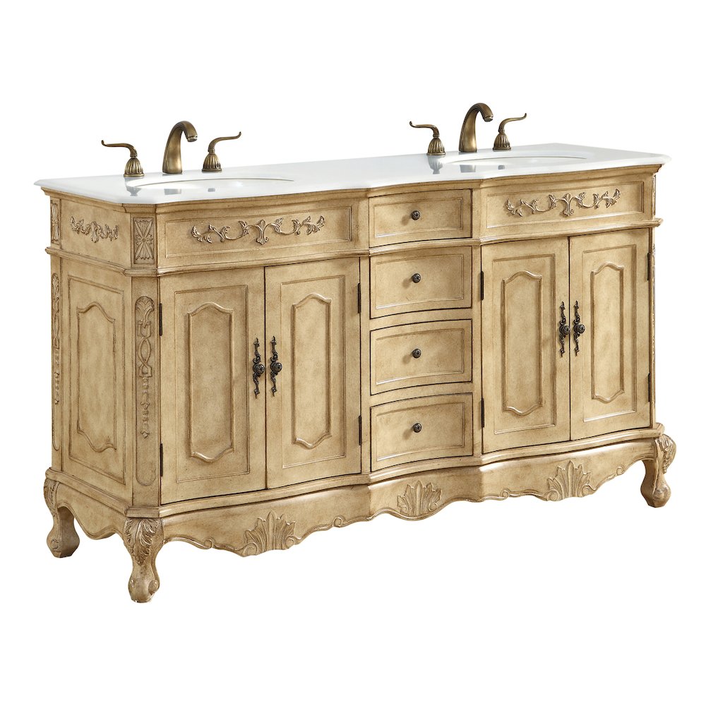 60 inch Double Bathroom vanity in Antique Beige