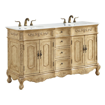 60 inch Double Bathroom vanity in Antique Beige