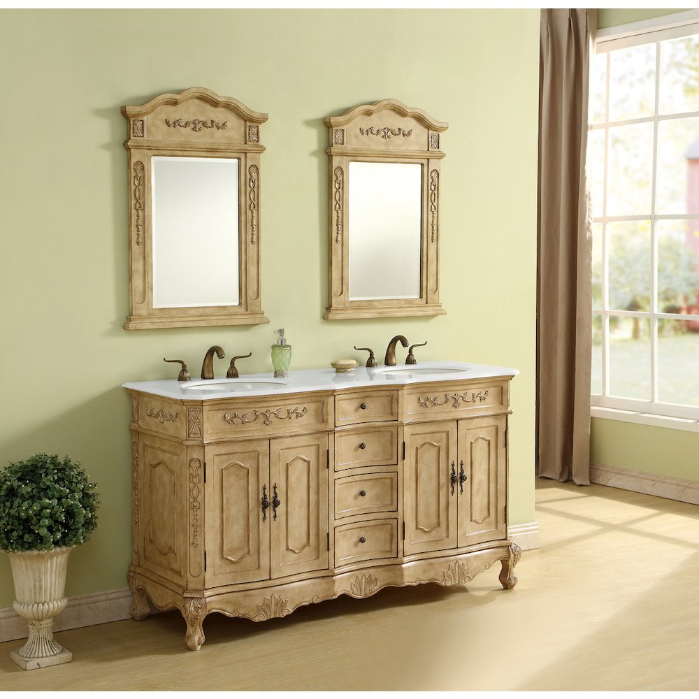 60 inch Double Bathroom vanity in Antique Beige