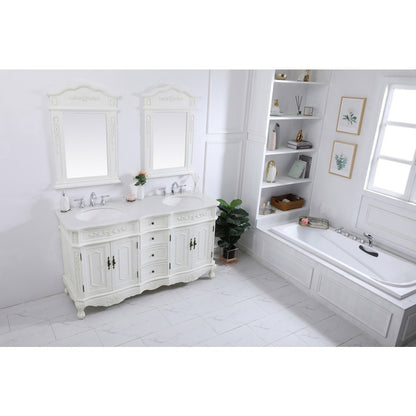 60 inch Double Bathroom vanity in antique white