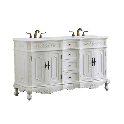 60 inch Double Bathroom vanity in antique white