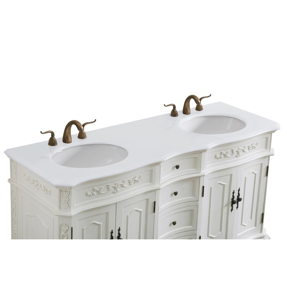 60 inch Double Bathroom vanity in antique white